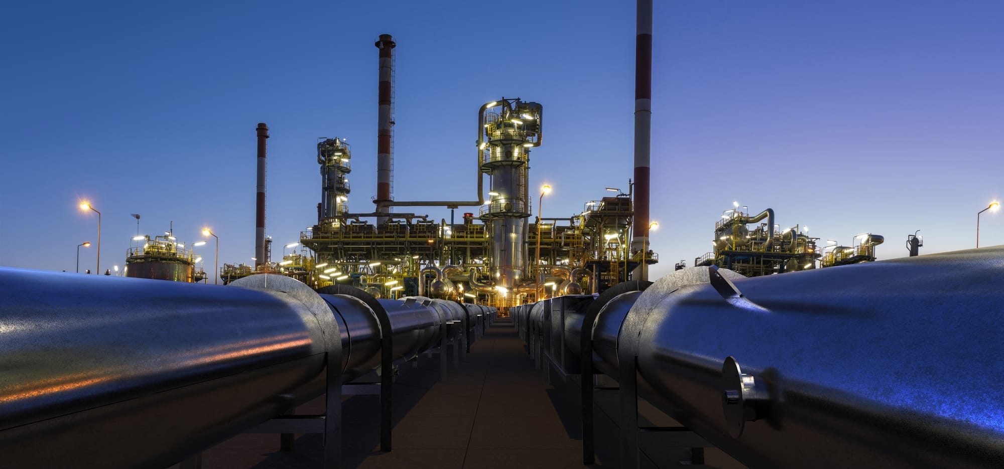 Industrial refinery at dusk